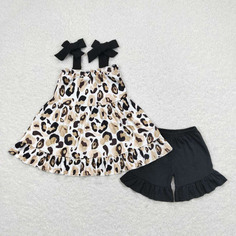 GSSO0738 baby girl clothes leopard print toddler girl summer outfits