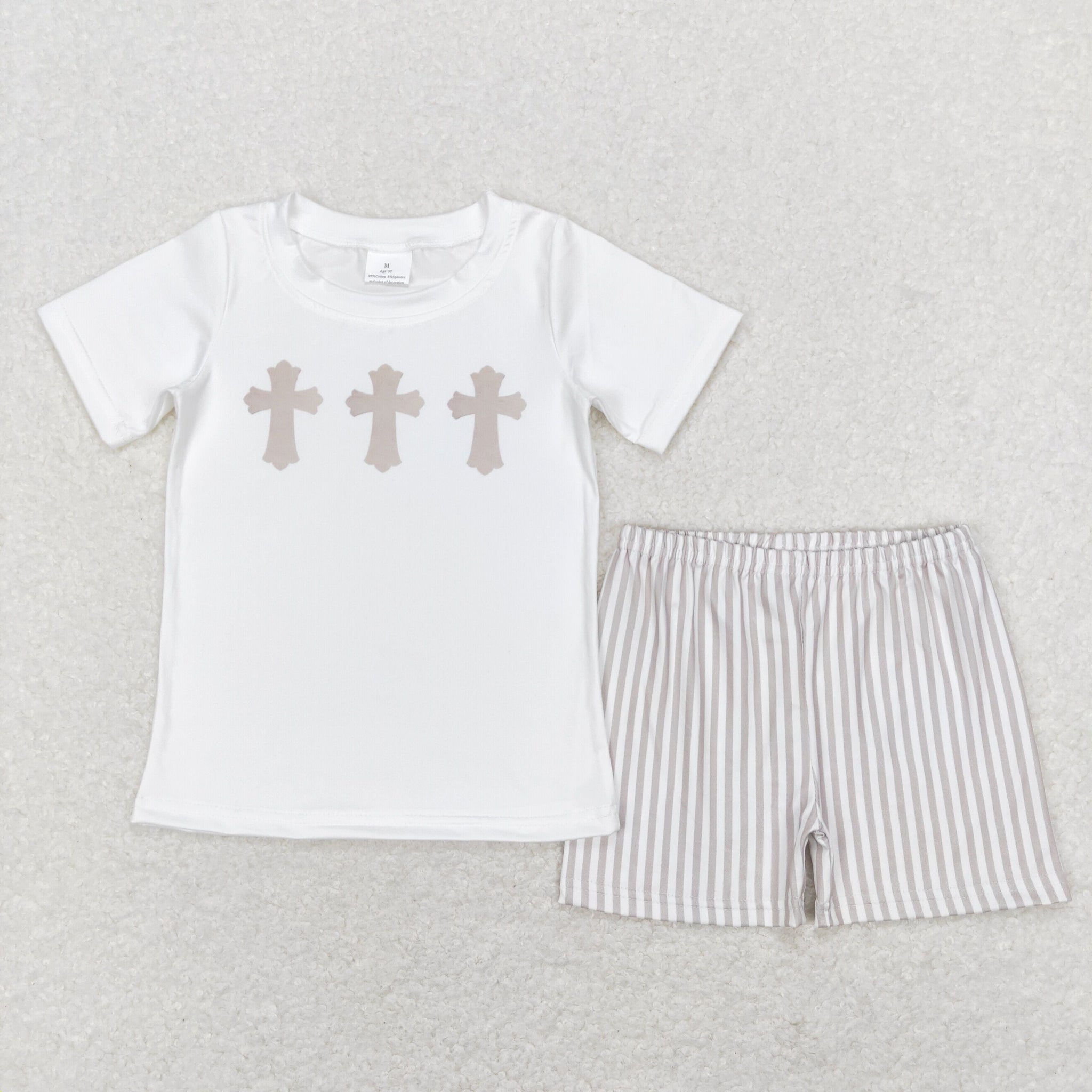 BSSO0354 baby boy clothes cross boy easter shorts set