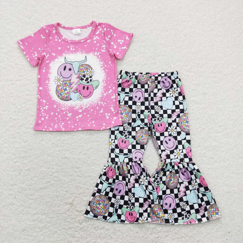 GSPO1290 baby girl clothes disco cowboy girls bell bottoms outfit