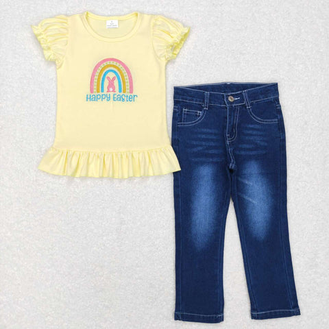 GSPO1137 toddler girl clothes happy easter girl easter outfit