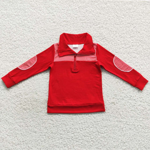 BT0291 toddler boy clothes red boy christmas shirt zipper boy winter top