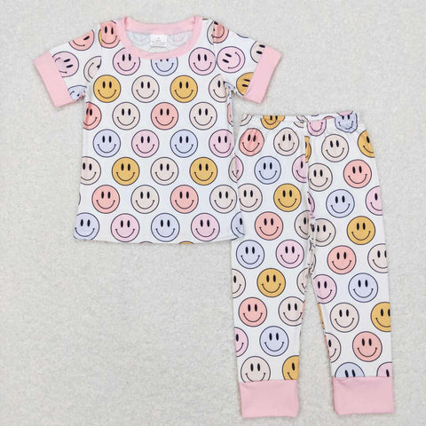 GSPO1078 baby girl clothes smile short sleeve girl fall spring outfit