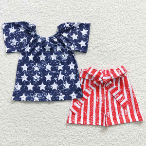 toddler girs clothes star navy july 4th patriotic set
