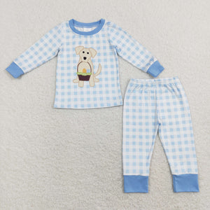 BLP0432 baby boy clothes boy easter pajamas set dog egg toddler easter clothing set