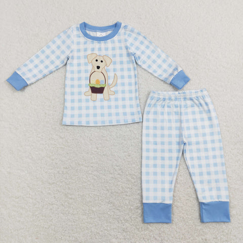 BLP0432 baby boy clothes boy easter pajamas set dog egg toddler easter clothing set
