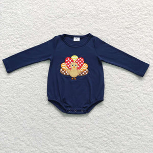 LR0606 baby clothes turkey embroidery girl thanksgiving bubble