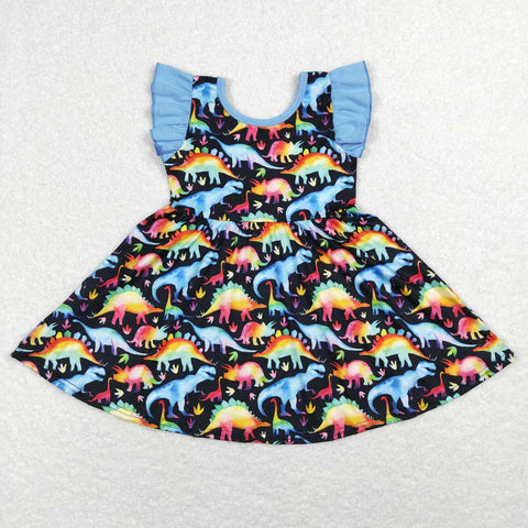 GSD0516 toddler girl clothes dinosaur girl summer dress toddler twirl dress