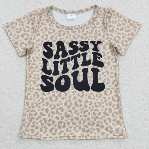 GT0184 kids clothes sassy little soul leopard summer tshirt