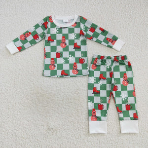 BLP0317 toddler boy clothes snowman boy pajamas set