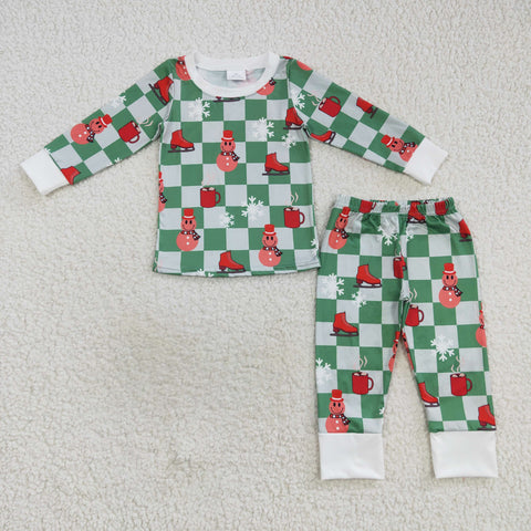 BLP0317 toddler boy clothes snowman boy pajamas set