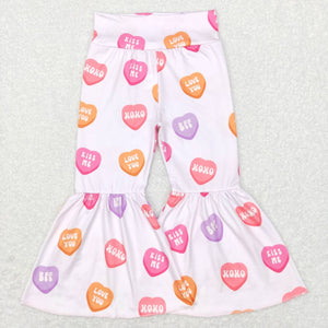 P0367 baby girl clothes heart bell bottom pant toddler valentines day pant