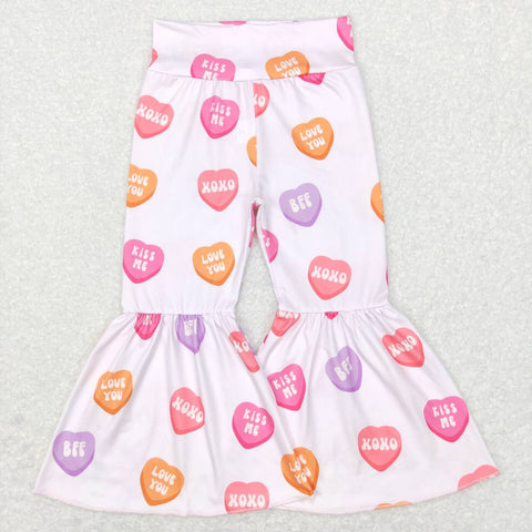 P0367 baby girl clothes heart bell bottom pant toddler valentines day pant