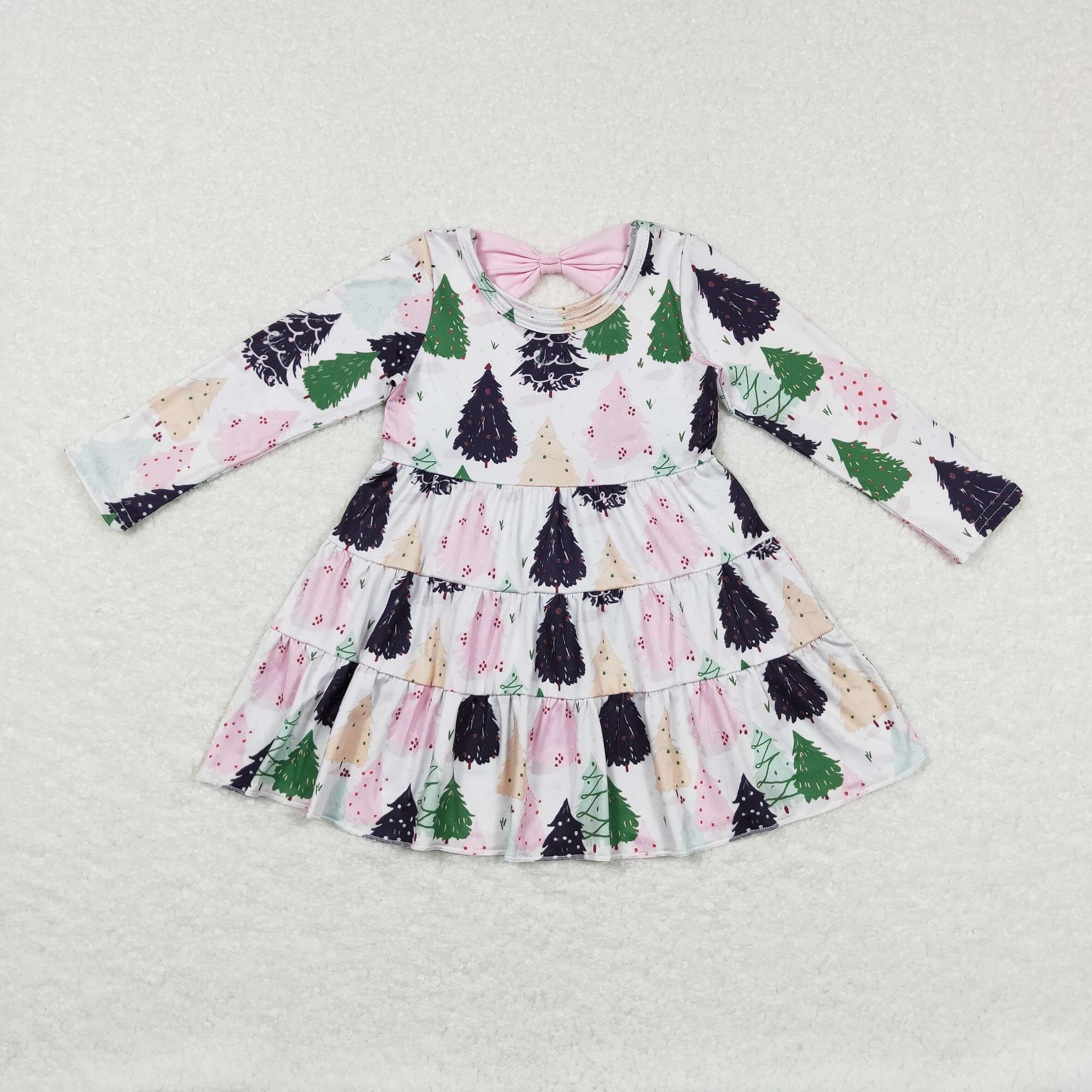 GLD0468 baby girl clothes christmas tree girl christmas twirl dress