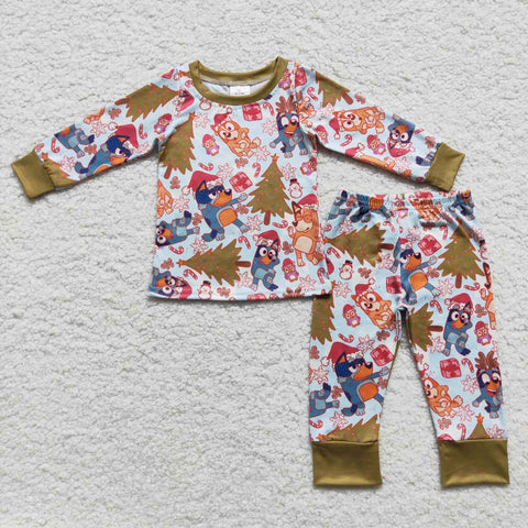 BLP0258 toddler boy clothes cartoon boy christmas pajamas set