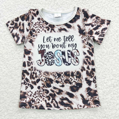 GT0196 kids clothes jesus leopard summer tshirt