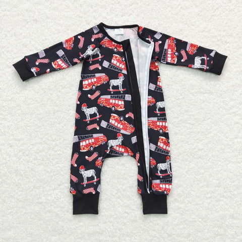 LR0735 baby clothes fire truck dog baby winter romper