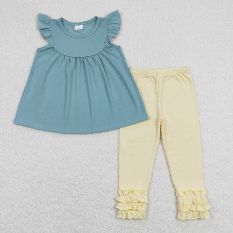 GSPO1321 baby girl clothes pure blue girls fall spring outfit