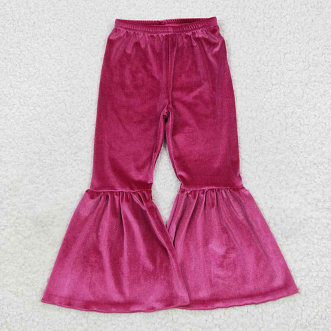 P0224 toddler girl clothes girl hot pink velet pant baby bell bottom pant kid flare pant