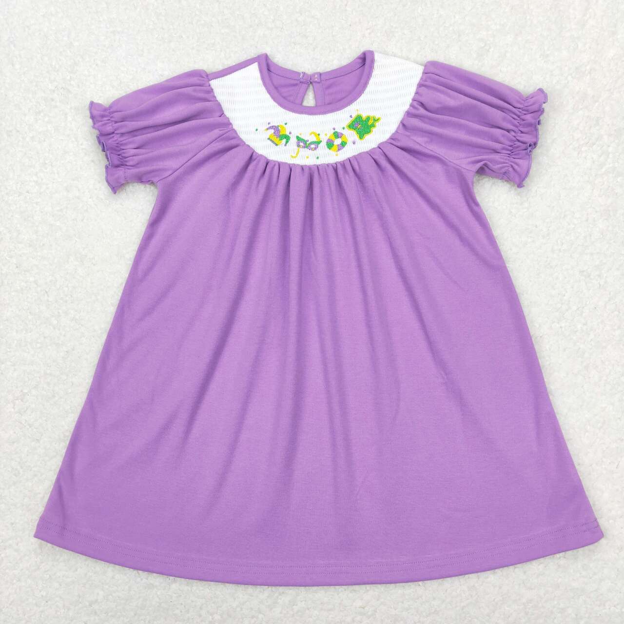 GSD0502 baby girl clothes smock purple toddler mardi gras dress baby mardi gras clothes
