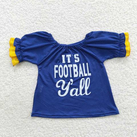 GT0273 baby girl clothes blue sport material dress it's football