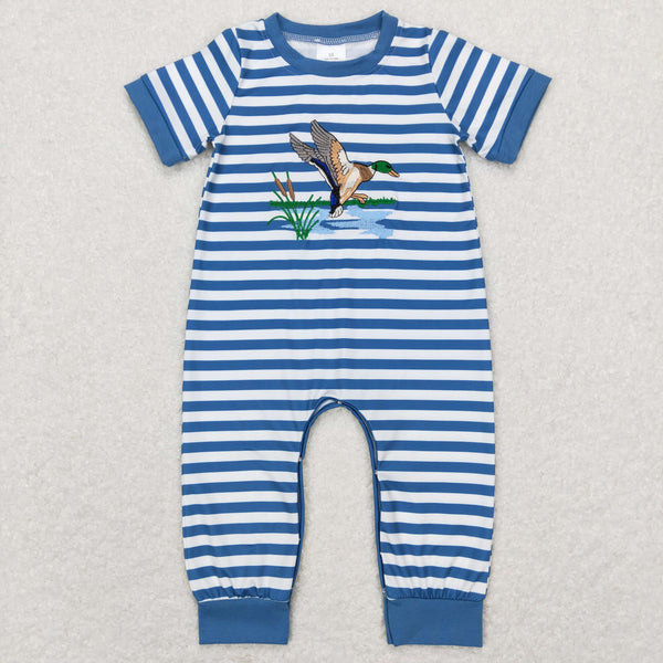 SR0554 baby boy clothes mallard duck embroidery hunting boy summer romper
