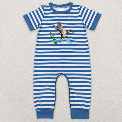 SR0554 baby boy clothes mallard duck embroidery hunting boy summer romper