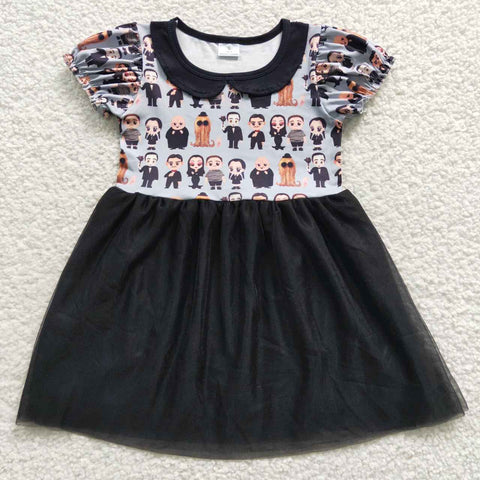 GSD0397 toddler girl clothes black tulle girl halloween dress girl party dress