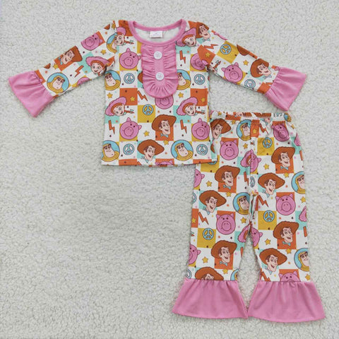 GLP0669 toddler girl clothes cartoon girl winter pajamas set