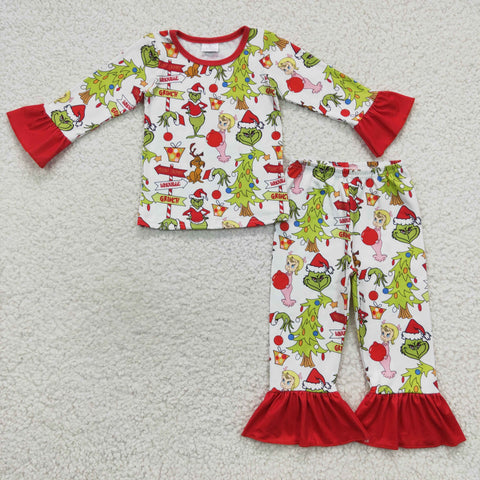 GLP0619 toddler girl clothes girl christmas pajamas set