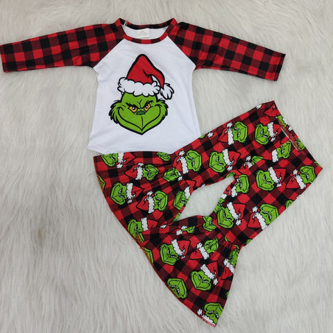 6 A18-30 baby girl clothes cartoon red plaid christmas outfits