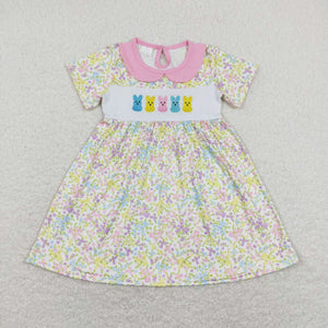 GSD0649 baby girl clothes bunny rabbit embroidery toddler easter dresses baby easter clothes