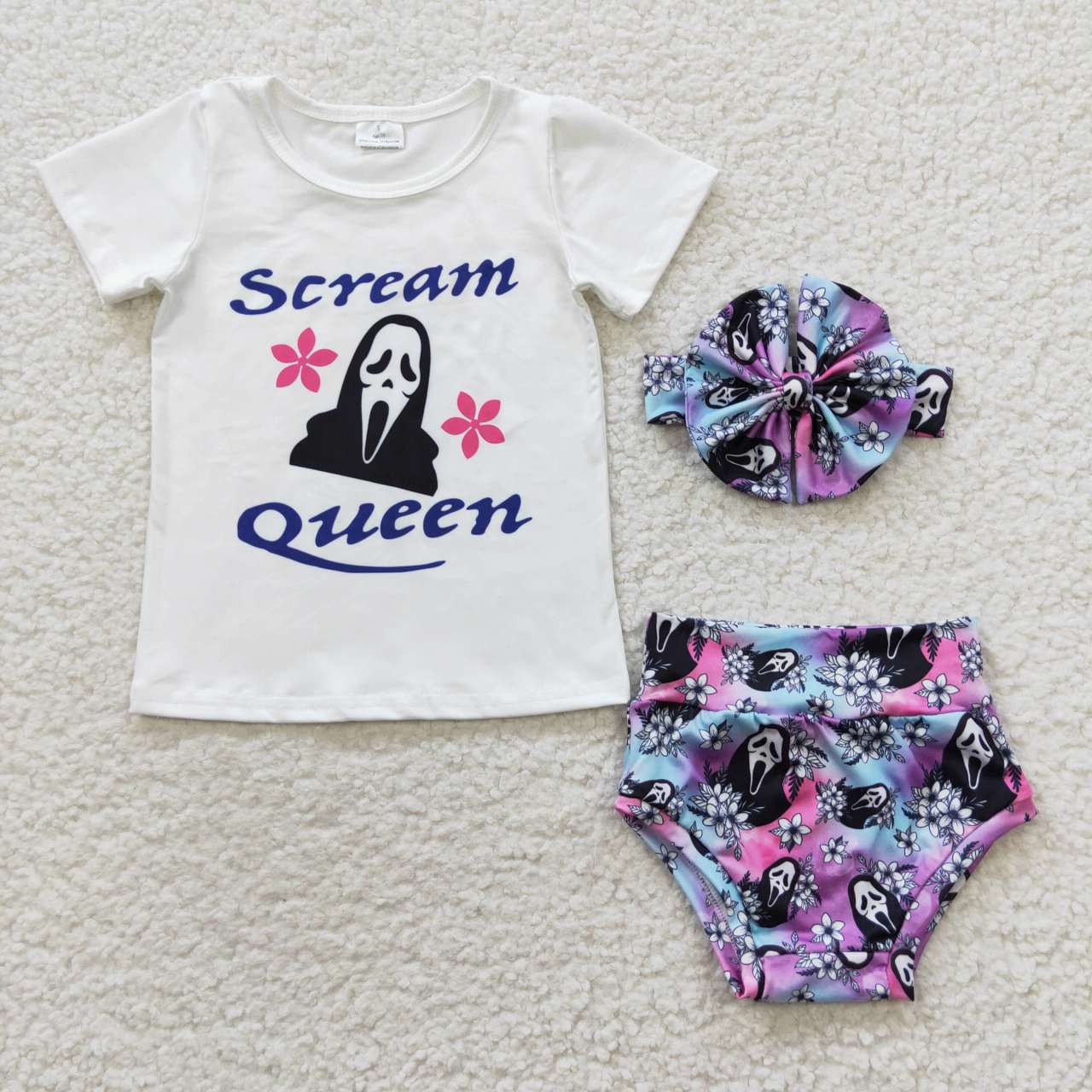 GBO0170 baby clothes scream halloween bummies set