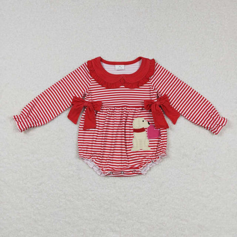 LR0763 baby girl clothes dog heart embroidery girl valentines day bubble