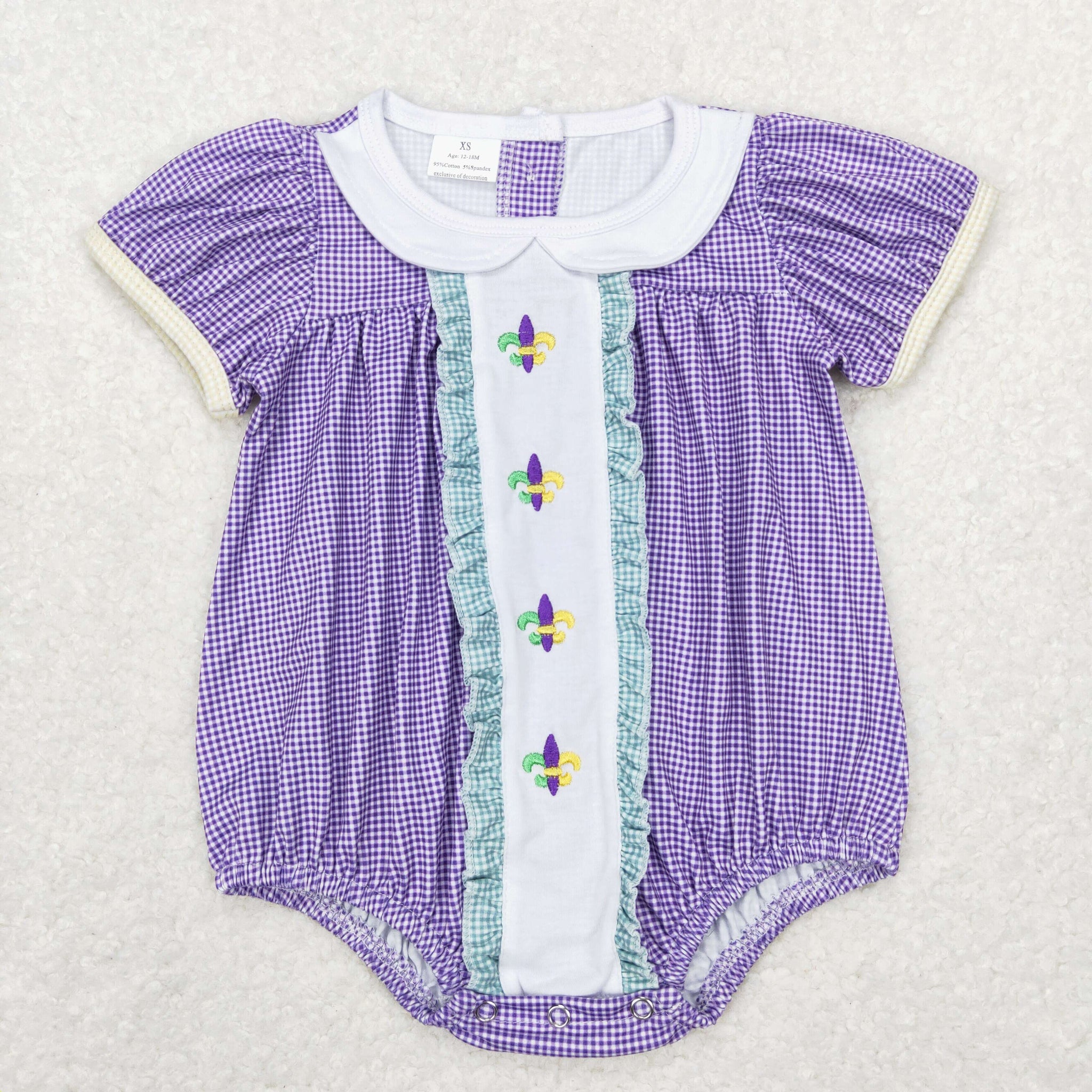 SR0471 baby girl clothes purple embroidery baby Mardi Gras bubble toddler Mardi Gras clothes