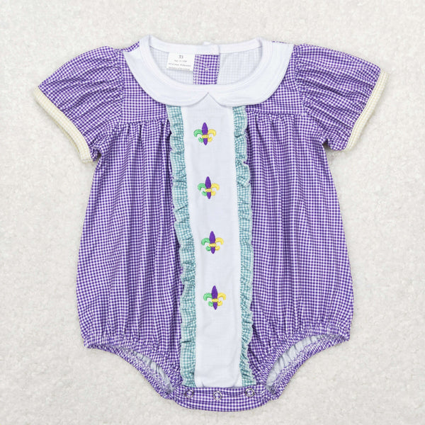 SR0471 baby girl clothes purple embroidery baby Mardi Gras bubble toddler Mardi Gras clothes