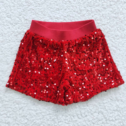 SS0098 baby girl clothes red sequin shorts