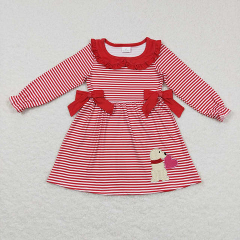 GLD0448 toddler girl clothes dog heart embroidery girl valentines day dress