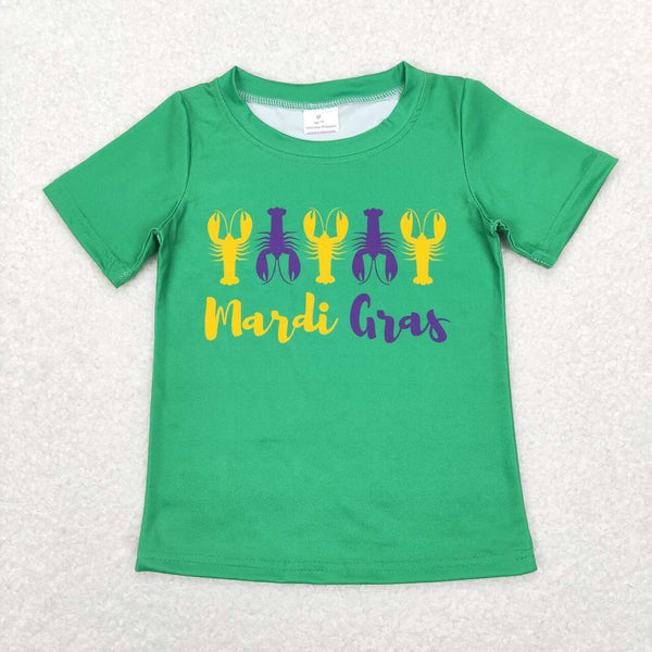 BT0501 baby boy clothes crayfish toddler Mardi Gras clothes green tshirt baby Mardi Gras top 1