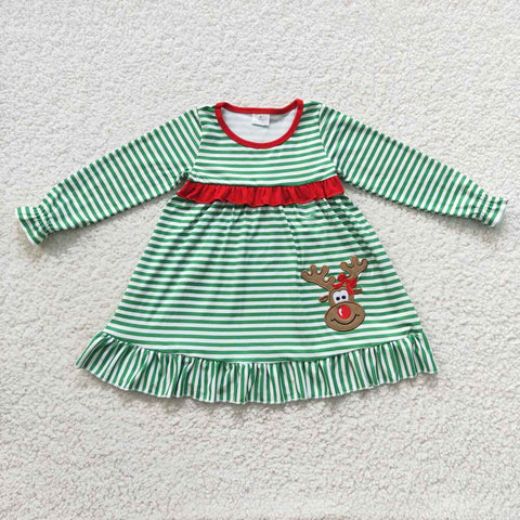 GLD0207 toddler girl clothes embroidery deer girl christmas dress