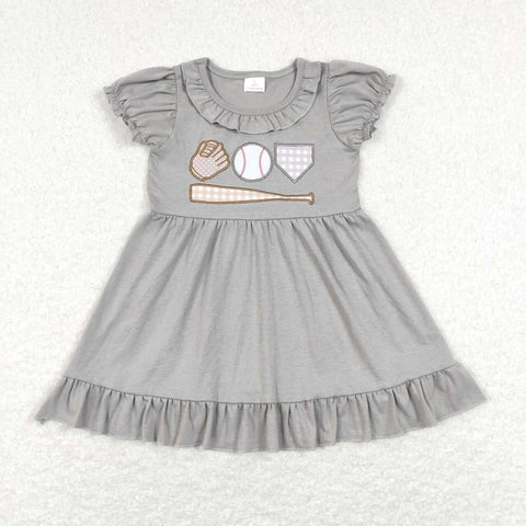 GSD0574 kids clothes girls baseball embroidery boy summer dress
