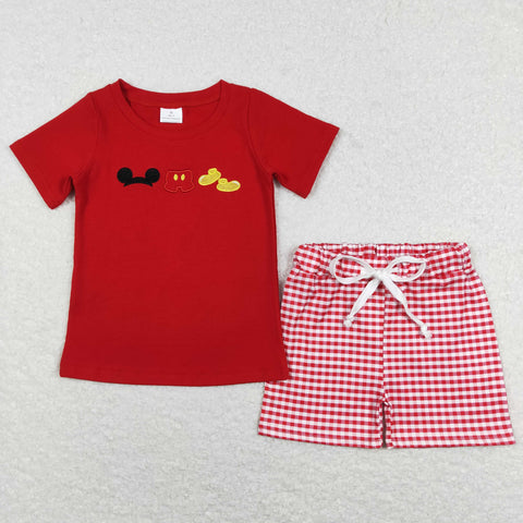 BSSO0416 baby boy clothes cartoon mouse embroidery toddler summer outfits boy summer shorts set