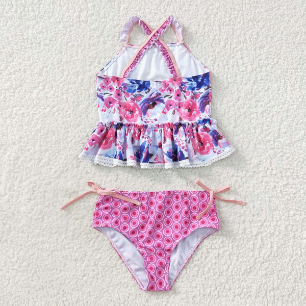 S0156 baby girl clothes floral girl swimsuit swimwear