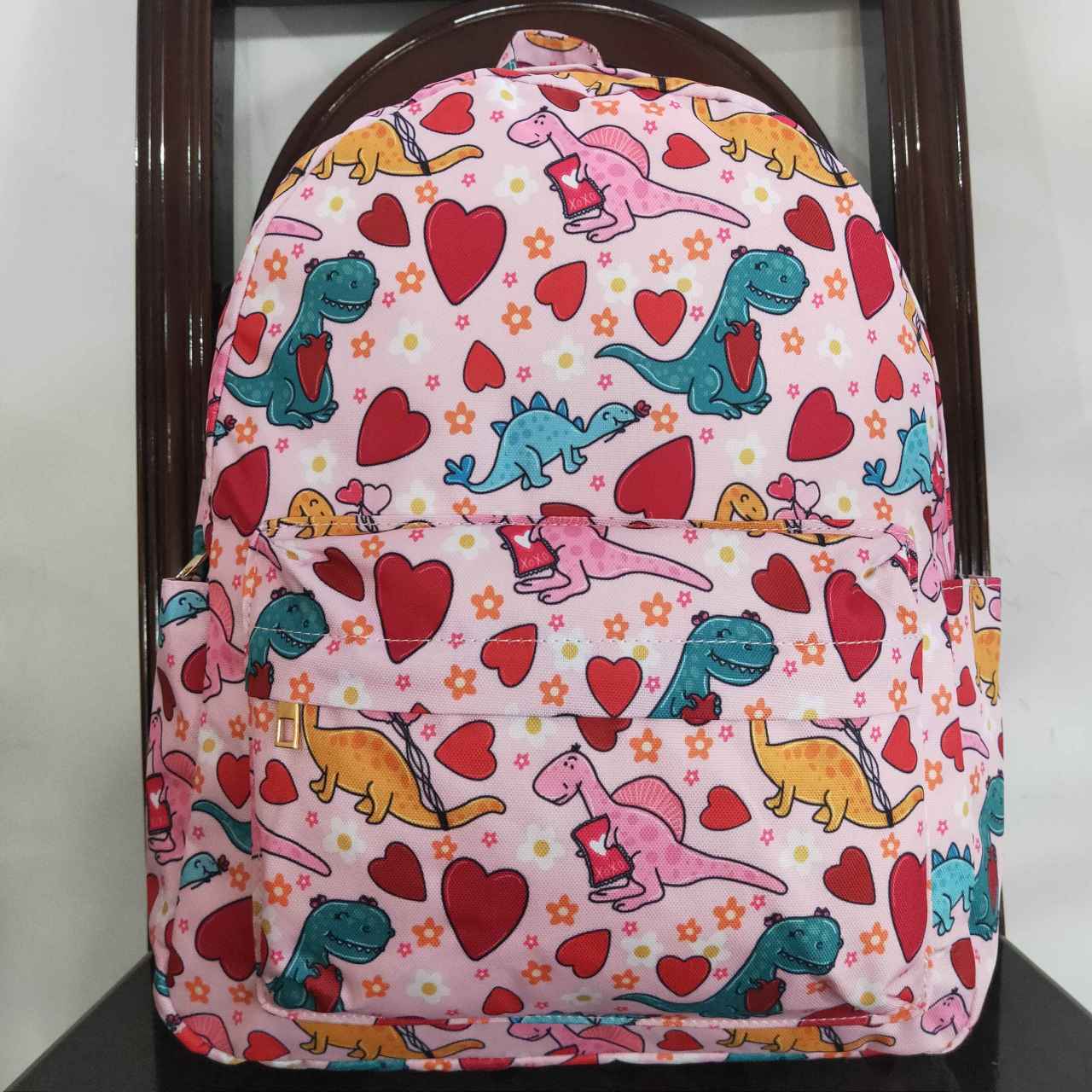 BA0154 toddler backpack dinosaur heart valentines day girl gift back to school preschool bag travel backpack