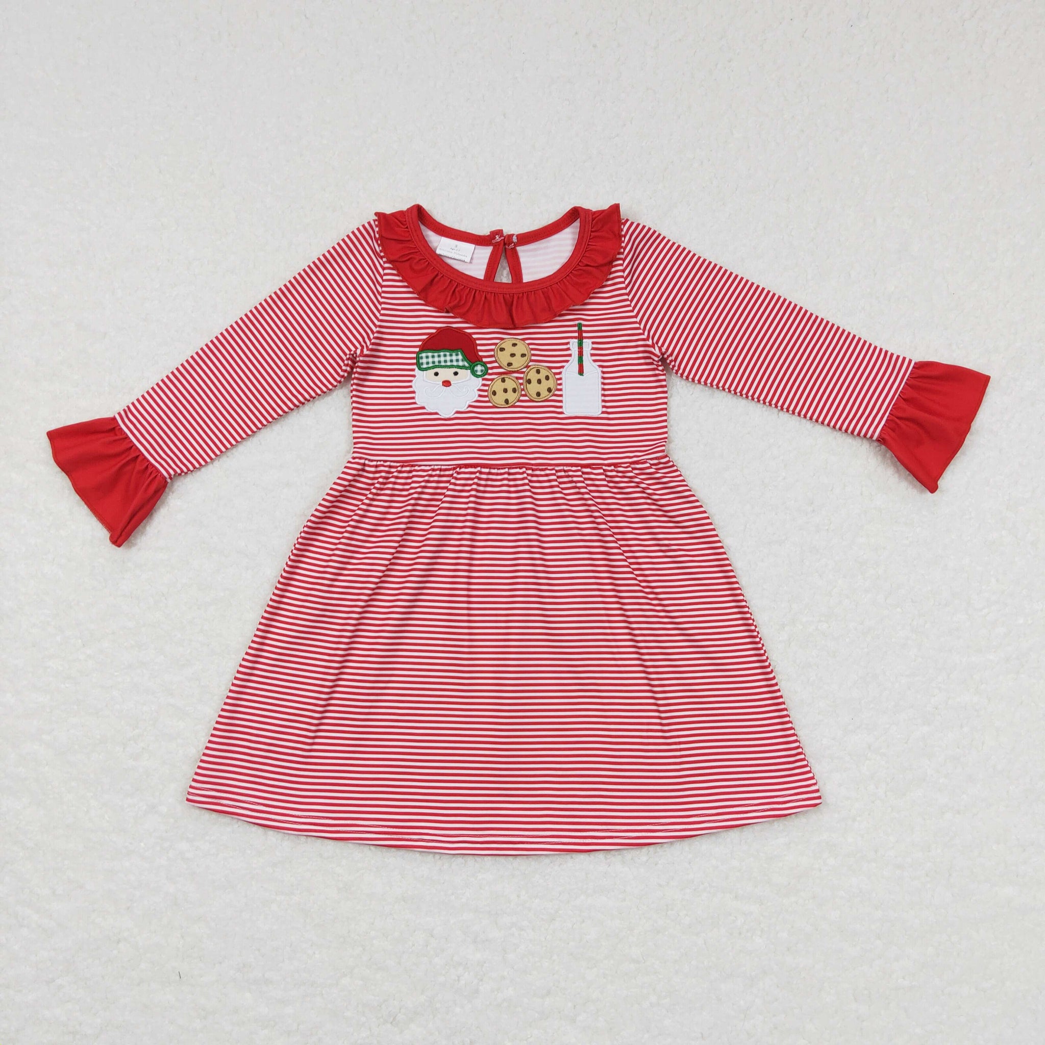 GLD0411 toddler girl clothes santa claus milk embroidery girl christmas dress