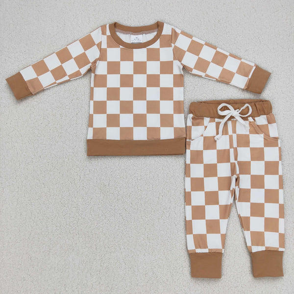 BLP0270 toddler boy clothes plaid boy winter pajamas set