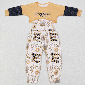 GLP0917 baby girl clothes girl 2pcs happy new year outfit