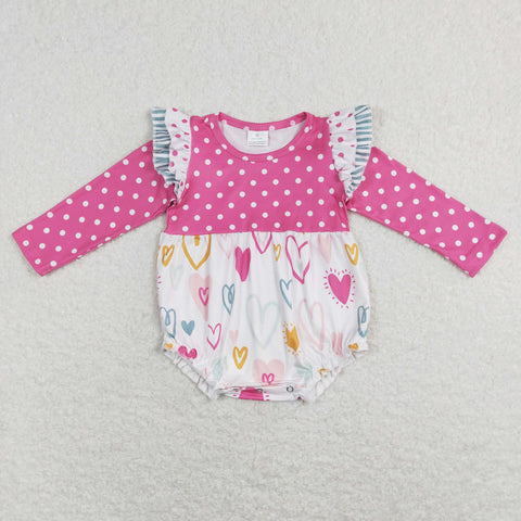 LR0872 baby girl clothes heart baby valentines day bubble romper baby valentines day clothes