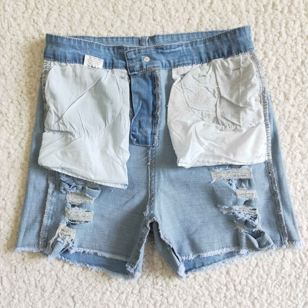 Adult Women's Ripped Button Jean Shorts