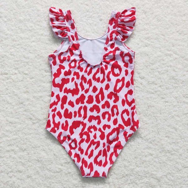 S0155 baby girl clothes pink leopard girl swimsuit swimwear 1