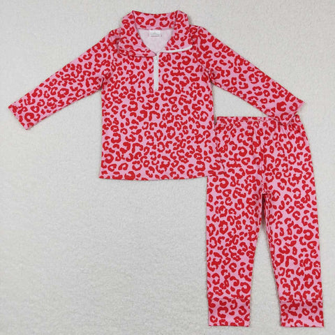 GLP1093 baby girl clothes pink leopard girl winter outfit toddler winter clothes